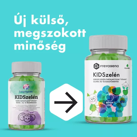 Freyagena KIDSzelén – Szelén tartamú gumi”vitamin”, zöldalma - 60db Freyagena KIDSzelén – Szelén tartamú gumi”vitamin”, zöldalma - 60db