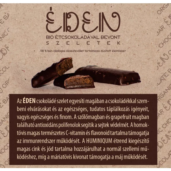ÉDEN bio étcsokoládéval bevont szeletek - 28 db