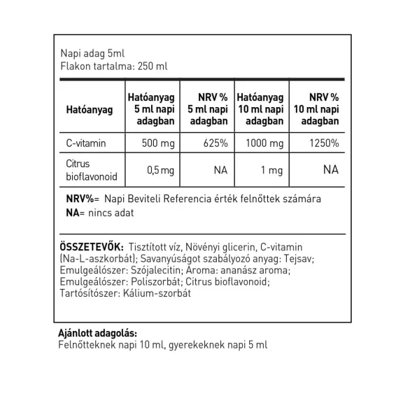 LipoCell liposzómás C-vitamin ananászos ízben -  250 ml