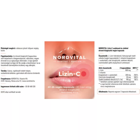 Nordvital Lizin-C szelénnel és cinkkel vegán kapszula - 60db