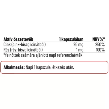 Nordvital Cink-biszglicinát + réz - 60db