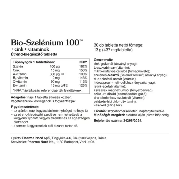 Pharma Nord Bio-Szelenium 100 + cink + vitaminok  - 60 db