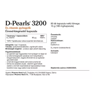 Pharma Nord D Pears 3200 D3 vitamin - 80 db