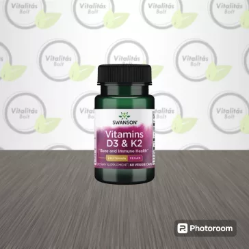 Swanson D3+K2-Vitamin Kapszula – 60db