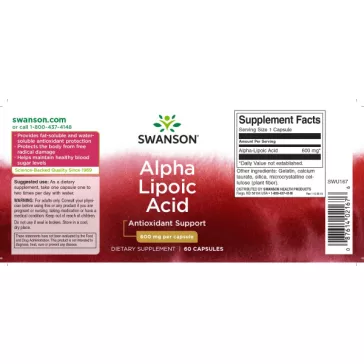Swanson Alfa-liponsav 600mg kapszula – 60db