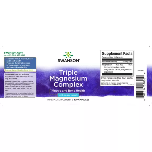 Swanson Tripla Magnézium 400 mg - 100 db