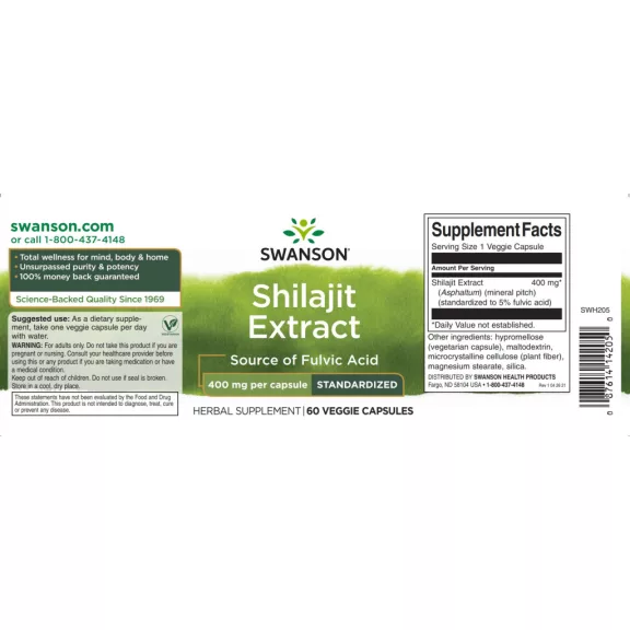 Swanson Shilajit kivonat 400 mg - 60 db