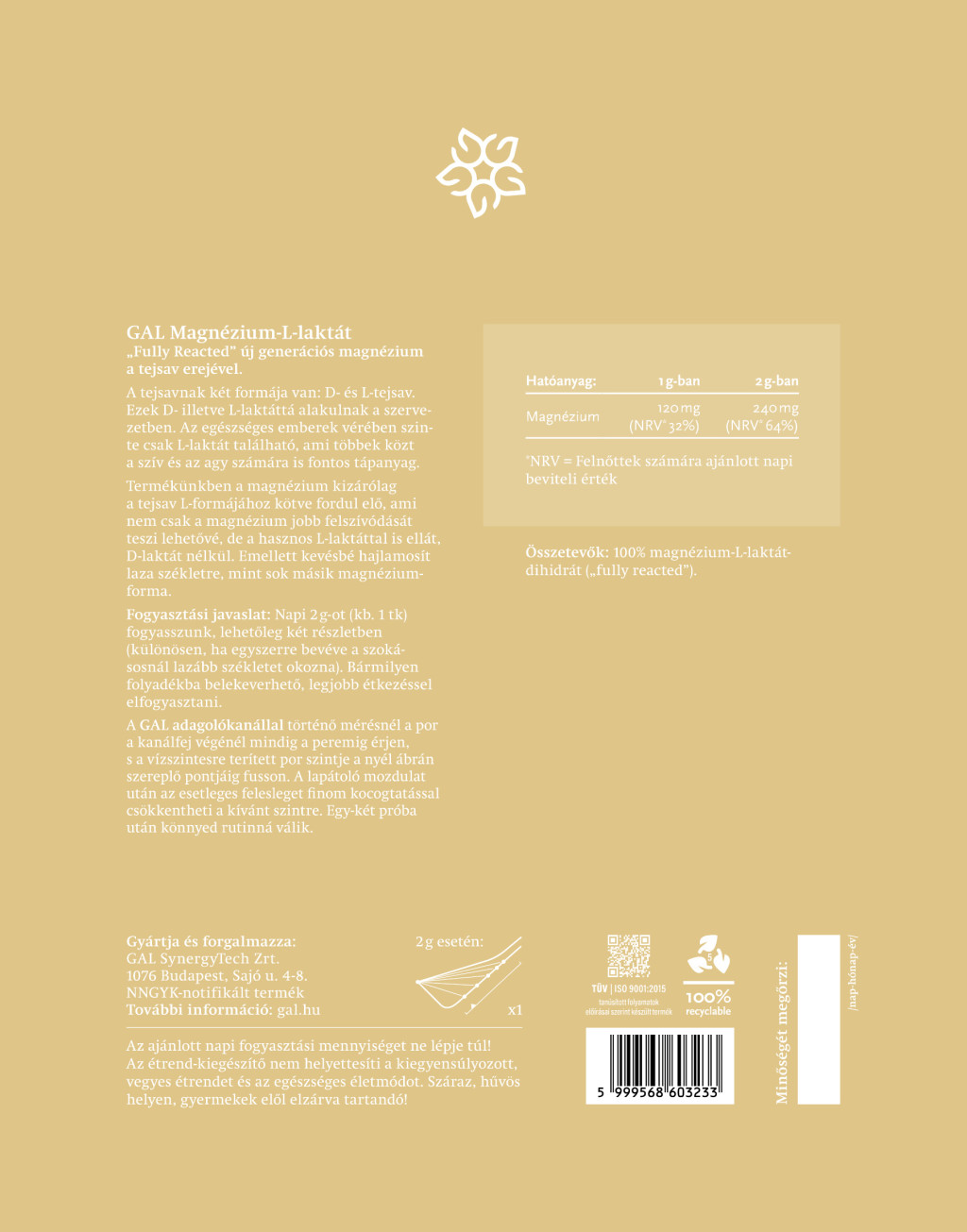GAL Magnézium-L-laktát - 180 g