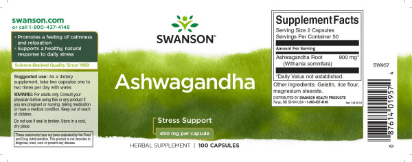 Swanson Ashwagandha - 100 db