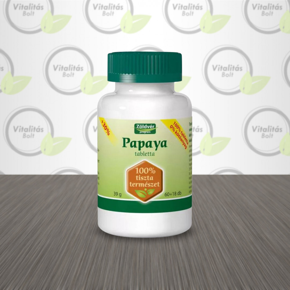 Zöldvér Program Papaya 100% tabletta - 78 db